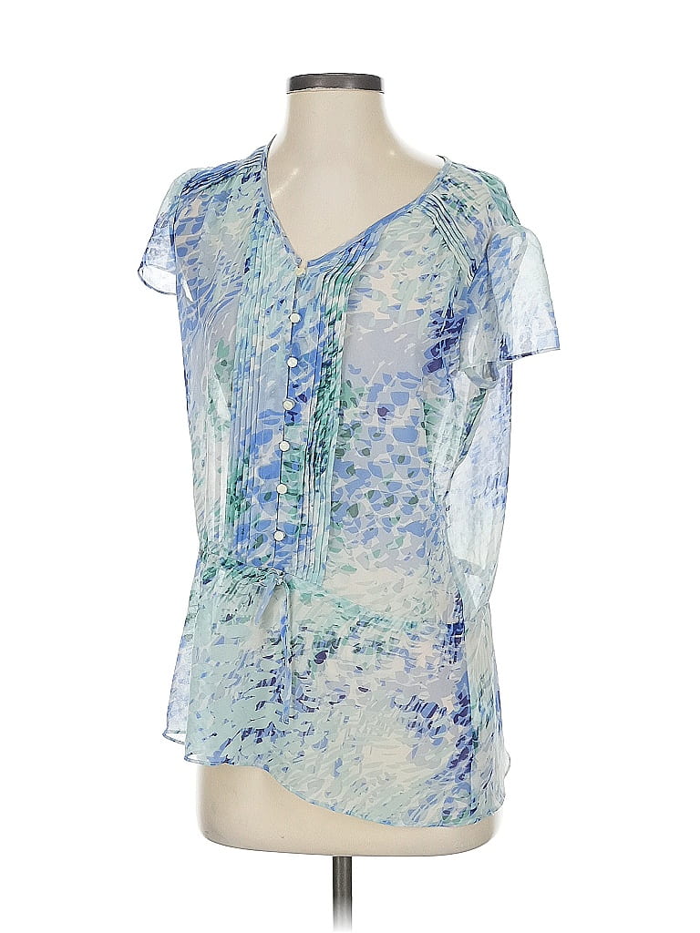 Pre-owned Banana Republic Short Sleeve Blouse In Blue