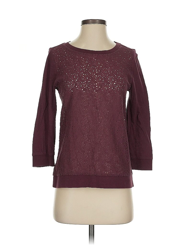 Pre-owned Ann Taylor Loft 3/4 Sleeve T-shirt In Burgundy