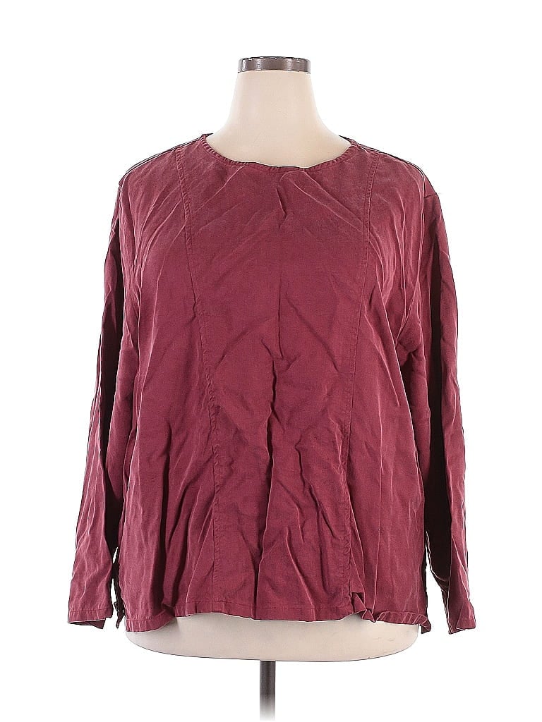 Toofan 100% Tencel Burgundy Long Sleeve Blouse Size 2X - photo 1