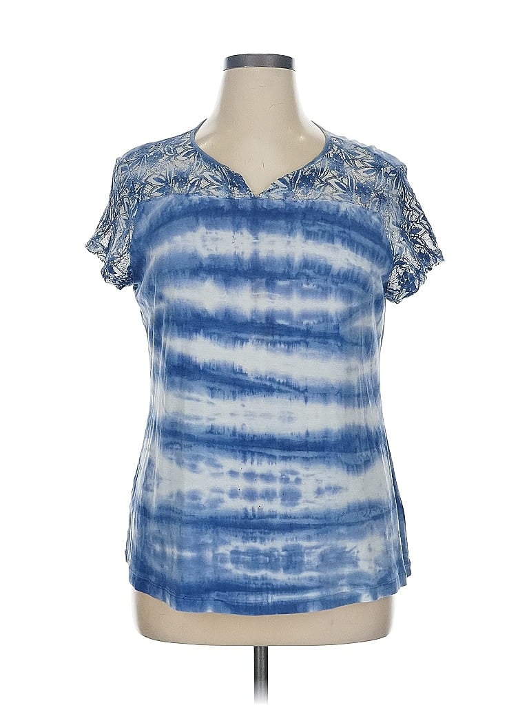 Pre-owned Chaps Short Sleeve Top Blue V Neck Tops