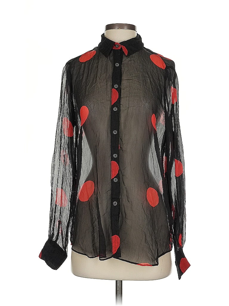 Mara Hoffman 100% Tencel Lyocell Polka Dots Black Long Sleeve Blouse Size XS - photo 1