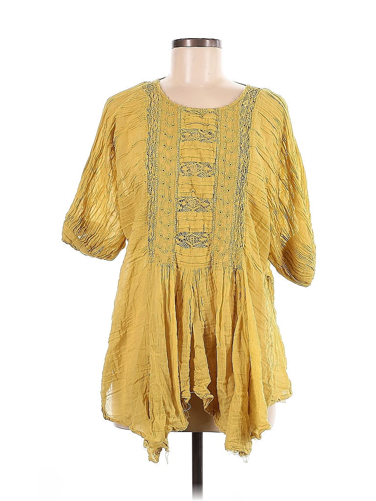 FP One 100% Cotton Yellow 3/4 Sleeve Blouse Size M - photo 1