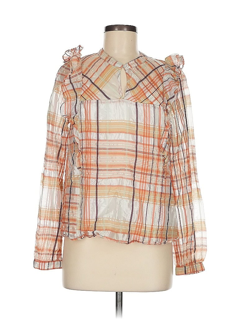 Pre-owned Current Air Long Sleeve Blouse In Orange