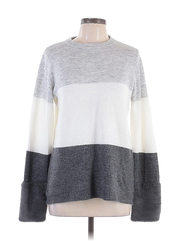 Mystree 100% Spandex Color Block Gray Pullover Sweater Size L - photo 1