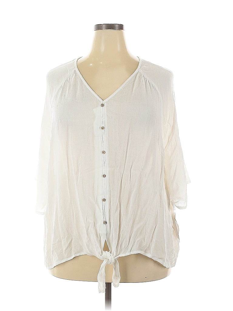 Ellos 100% Rayon Ivory White 3/4 Sleeve Blouse Size 26 - photo 1