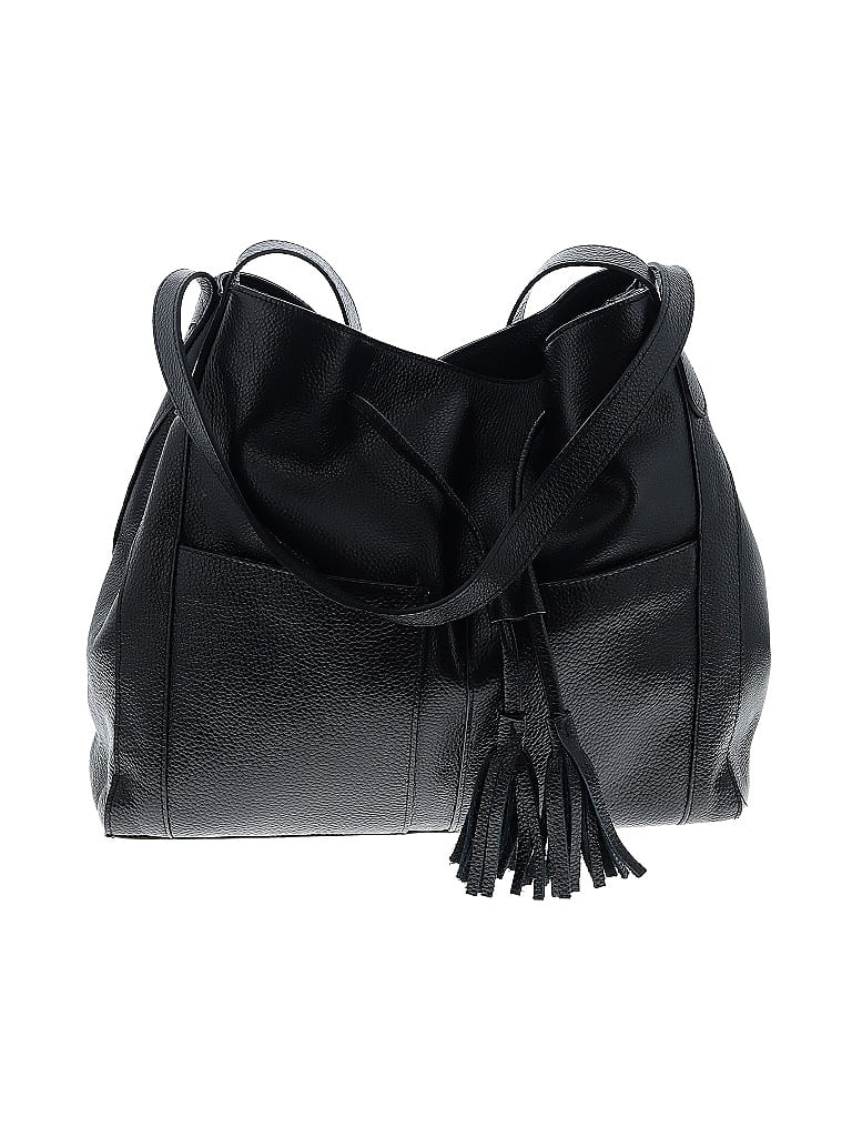Laggo 100% Leather Solid Black Leather Shoulder Bag One size - photo 1