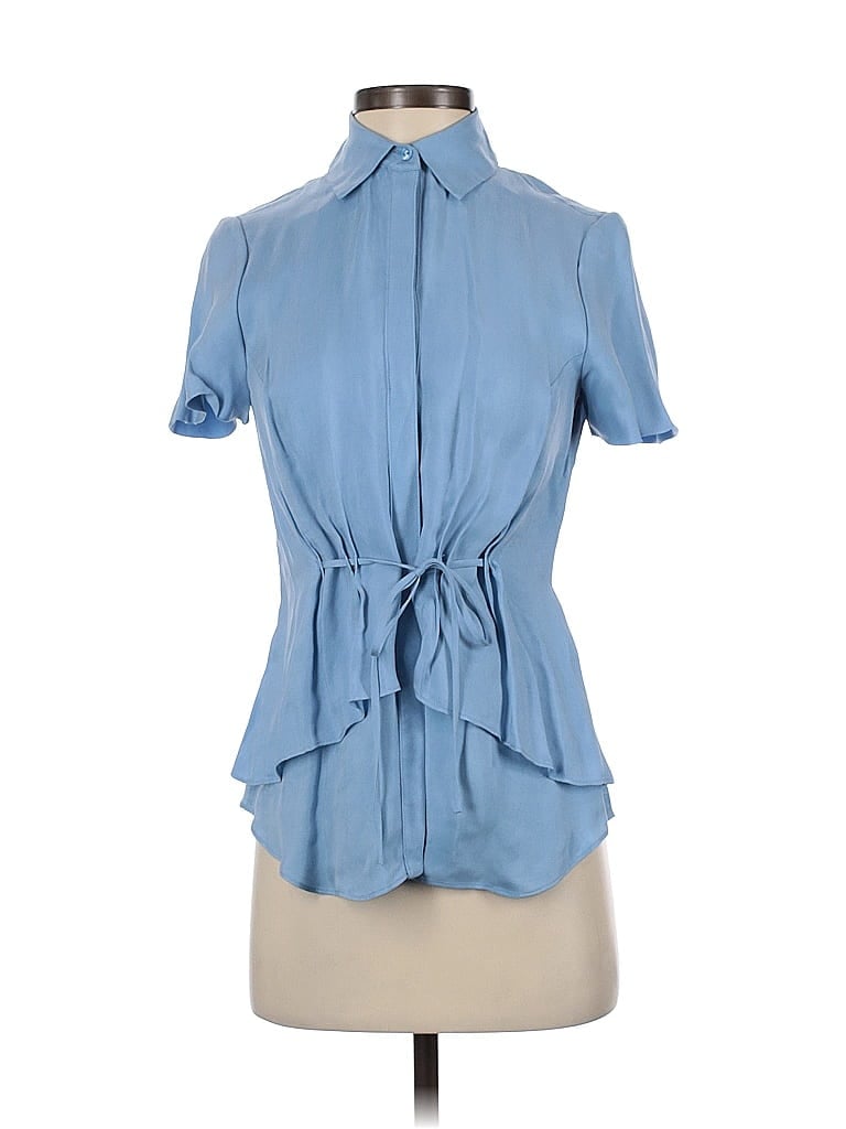W by Worth 100% Cupro Blue Short Sleeve Blouse Size 0 - photo 1