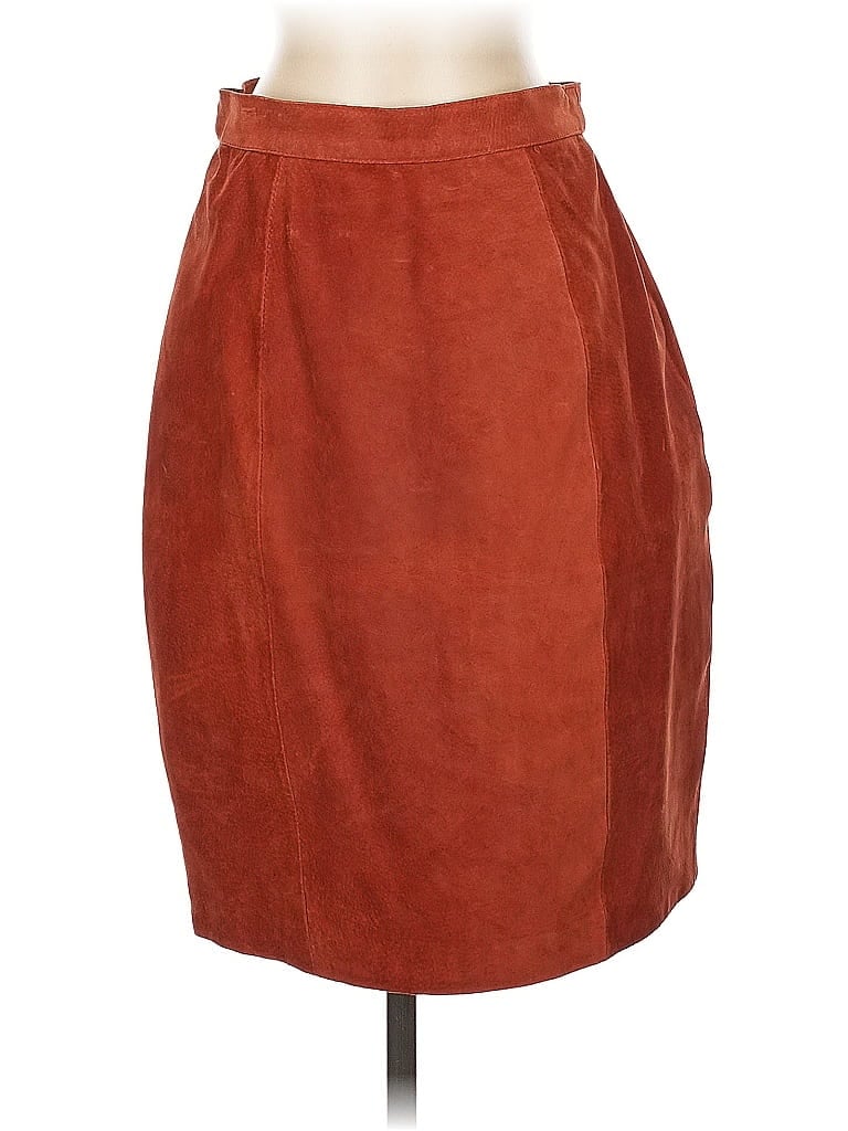 Pre-owned Compagnie Internationale Express Leather Skirt In Orange