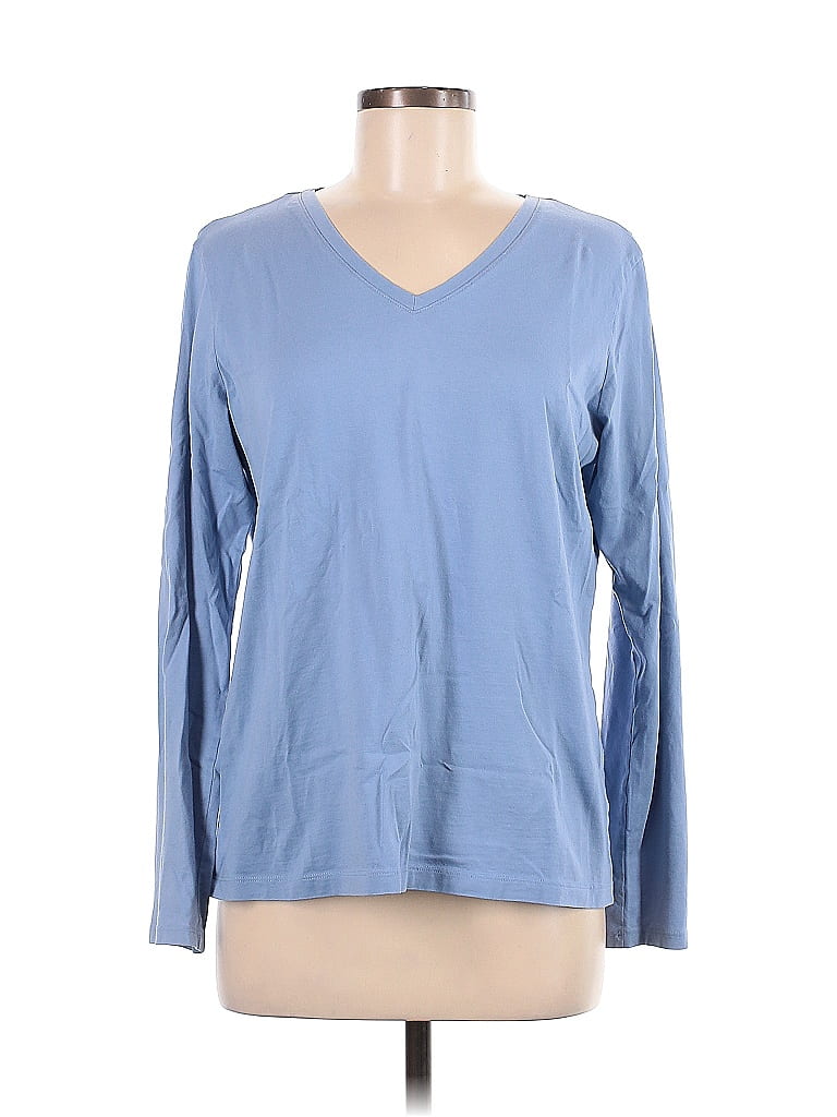 Lands' End 100% Cotton Blue Long Sleeve T-Shirt Size M - 68% off | ThredUp