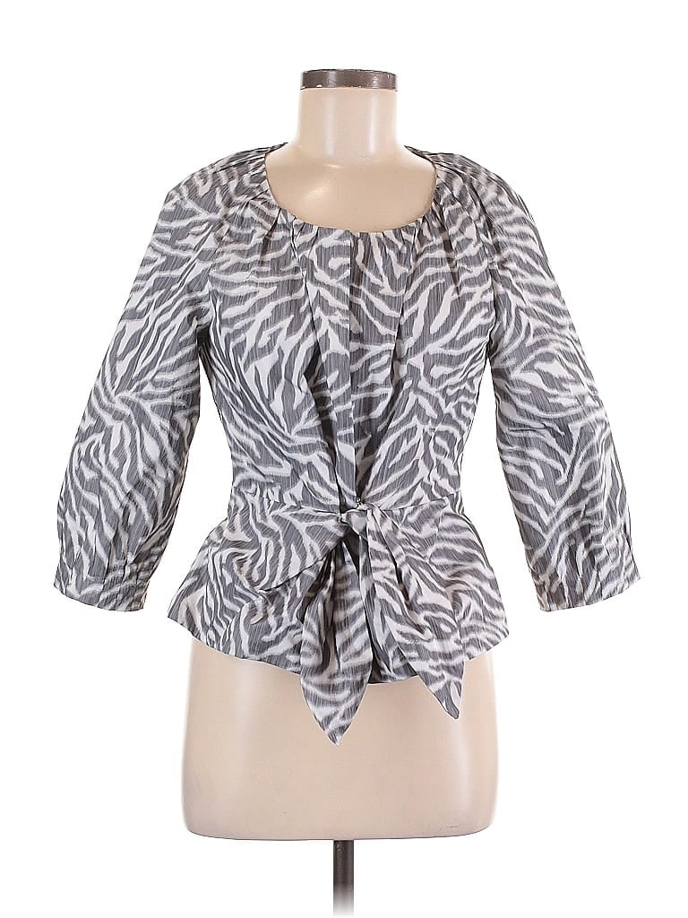 Click to view more detailed imagery on our partner's website Pre-owned The Wrights 3/4 Sleeve Blouse In Gray