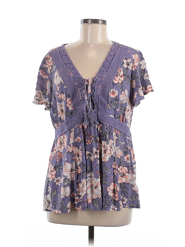 Pre-owned Torrid Short Sleeve Blouse In Purple