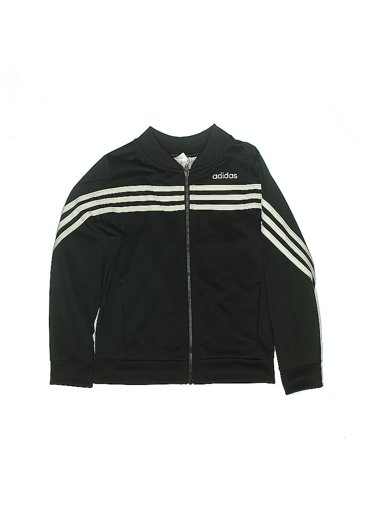 Adidas 100% Polyester Stripes Black Track Jacket Size 7 (big kids) - photo 1