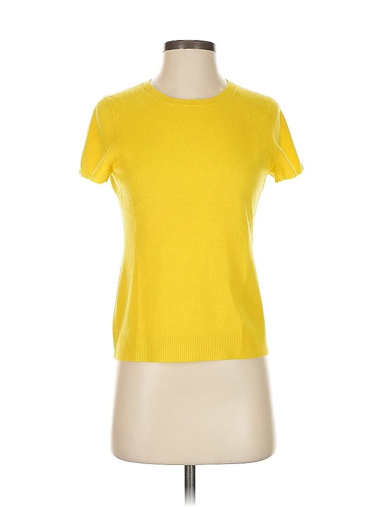 C by Bloomingdales 100% Cashmere Yellow Cashmere Pullover Sweater Size S - photo 1