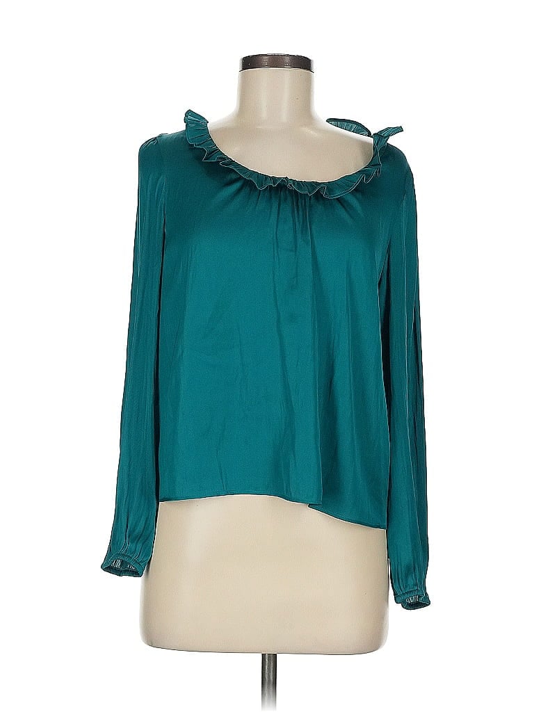 Pre-owned J.crew Factory Store Long Sleeve Blouse In Blue