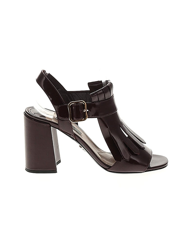 Prada 100% Leather Burgundy Heels Size EU 38 - photo 1
