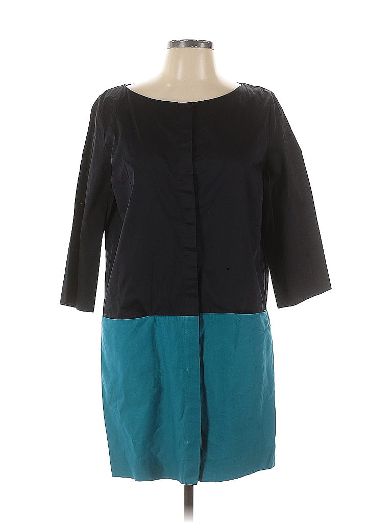 Cos Color Block Teal Black Casual Dress Size 12 - photo 1