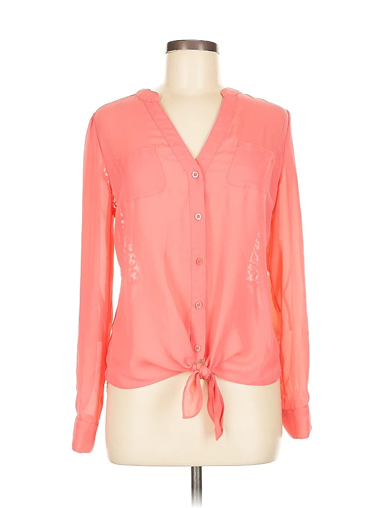 Candie's 100% Polyester Orange Long Sleeve Blouse Size L - photo 1