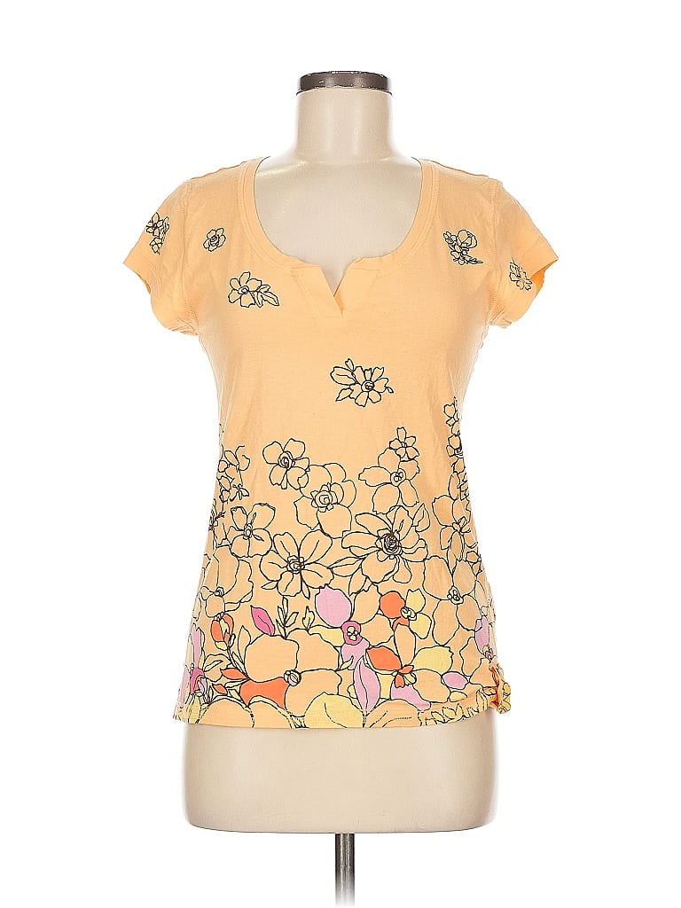 Life Is Good 100% Cotton Floral Yellow Short Sleeve T-Shirt Size M - photo 1