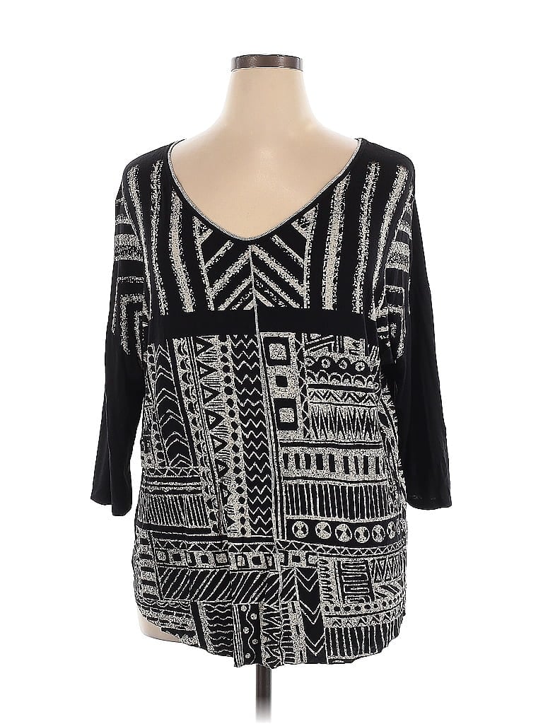 Edista Black 3/4 Sleeve Top Size 1X - photo 1