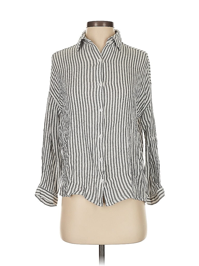 Pre-owned Max Studio Long Sleeve Blouse In Silver