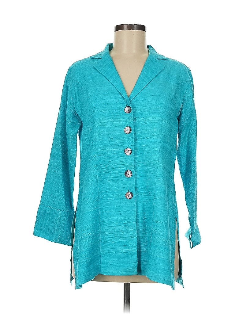 Charlotte Kellogg Teal 3/4 Sleeve Button-Down Shirt Size M - photo 1