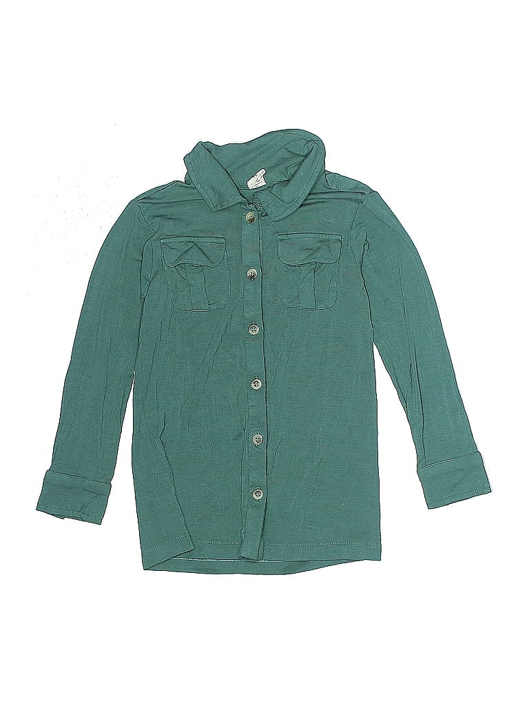 Kate Quinn Organics Teal Green Long Sleeve Button-Down Shirt Size 5 (big kids) - photo 1