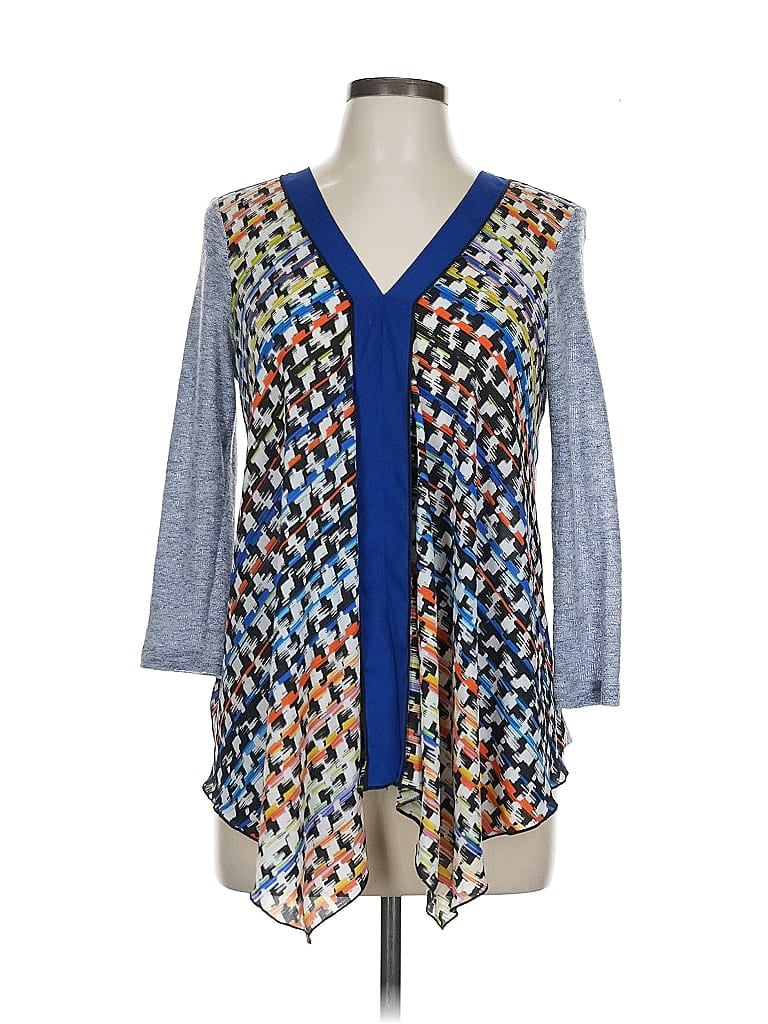 Pre-owned Poeme 3/4 Sleeve Blouse In Blue