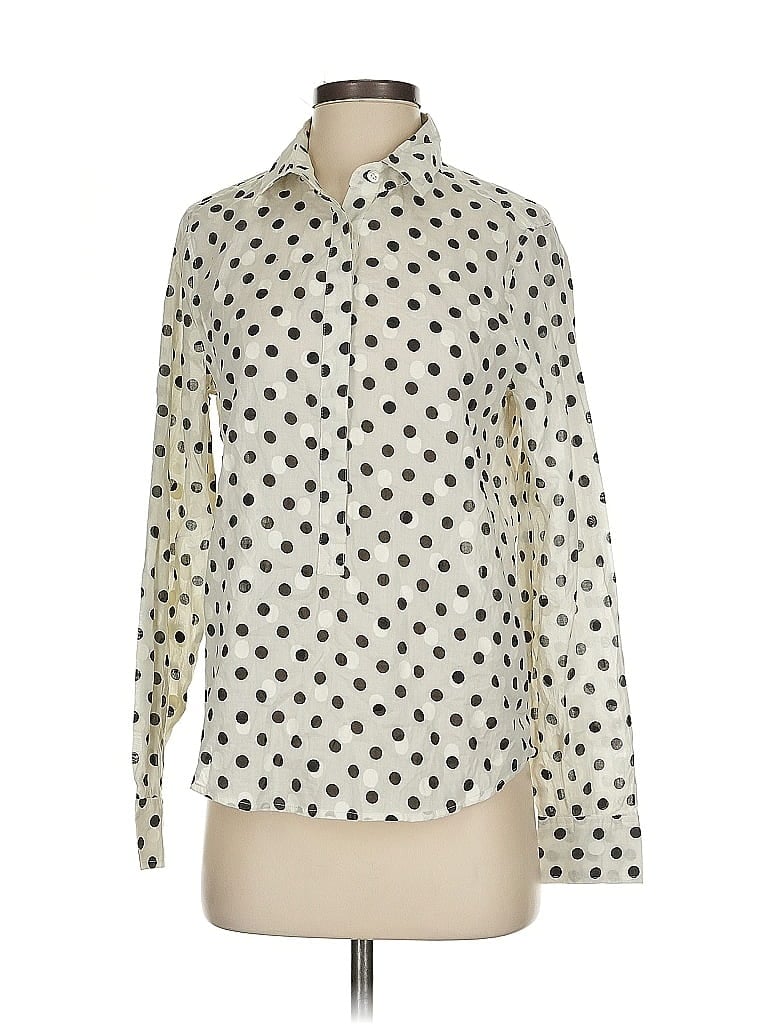 Pre-owned J.crew Factory Store Long Sleeve Blouse In White
