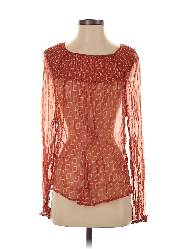 Pre-owned Lucky Brand Long Sleeve Blouse In Brown