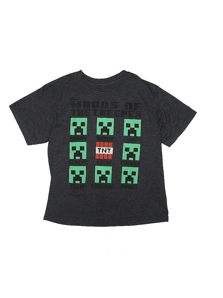 Mojang Checkered-gingham Gray Short Sleeve T-Shirt Size M (big kids) - photo 1
