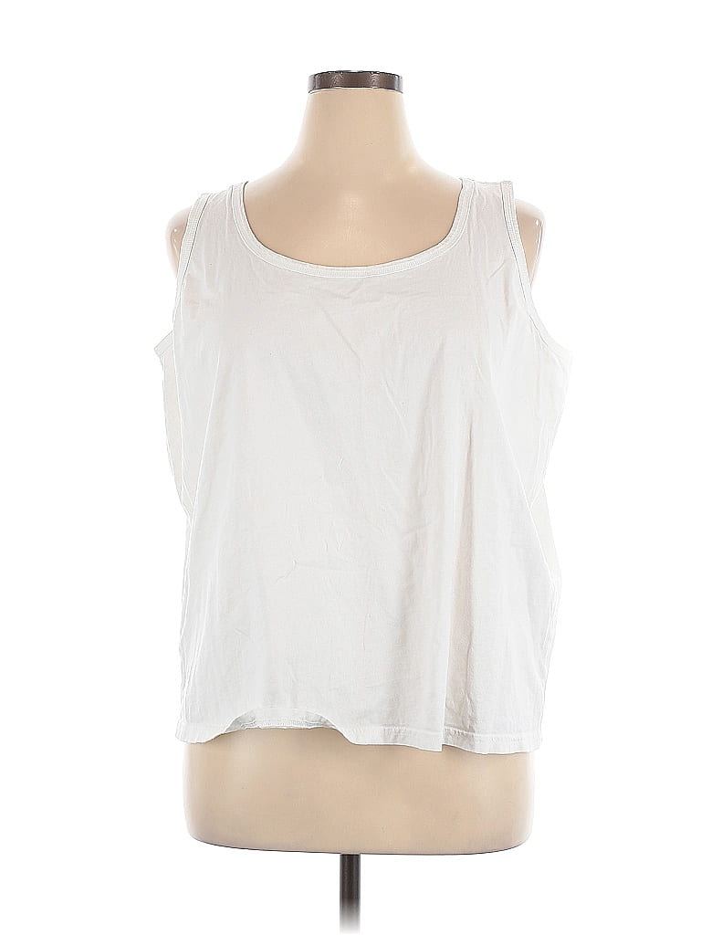 Ellos 100% Cotton White Sleeveless T-Shirt Size 1X - photo 1
