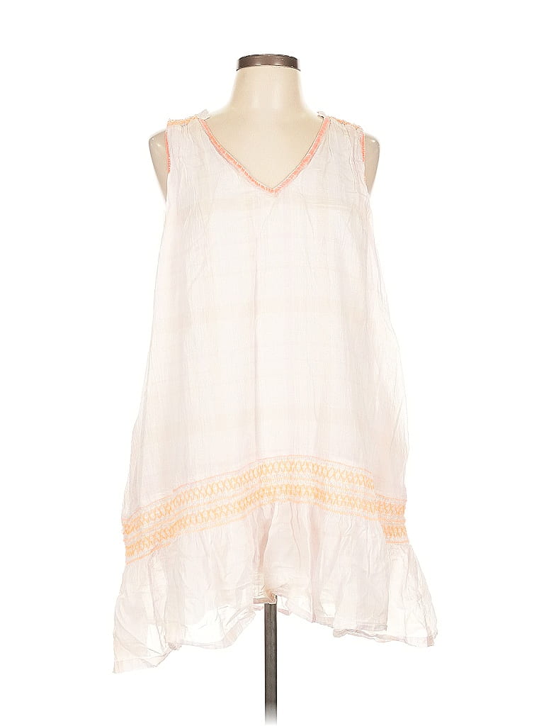 Free People 100% Cotton White Casual Dress Size L - photo 1