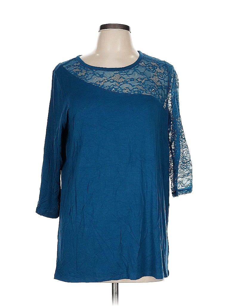 Pre-owned Torrid 3/4 Sleeve Top Blue Boatneck Tops