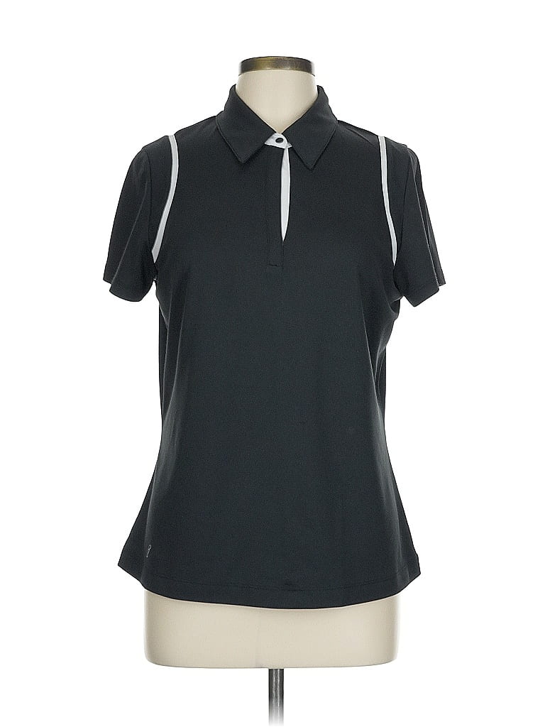 Tail 100% Polyester Black Short Sleeve Blouse Size L - photo 1