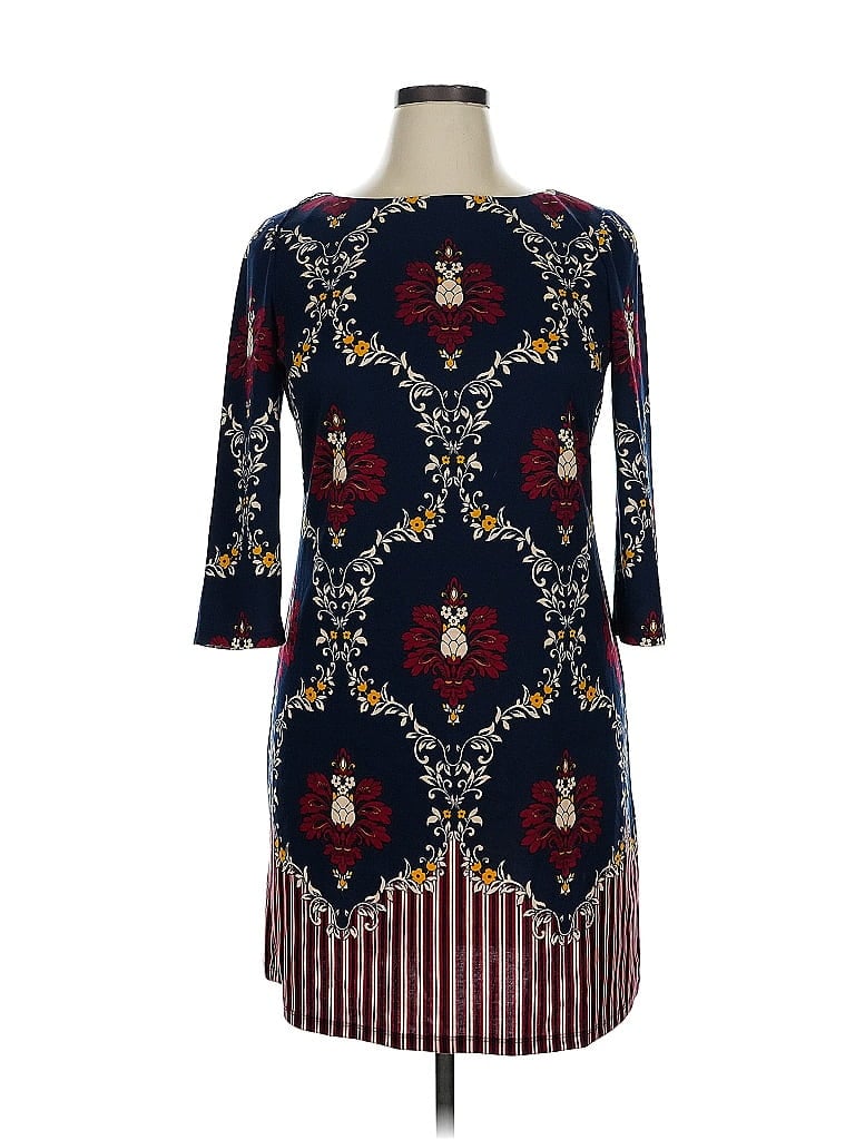 Suite 7 Print Burgundy Casual Dress Size 14 (petite) - photo 1