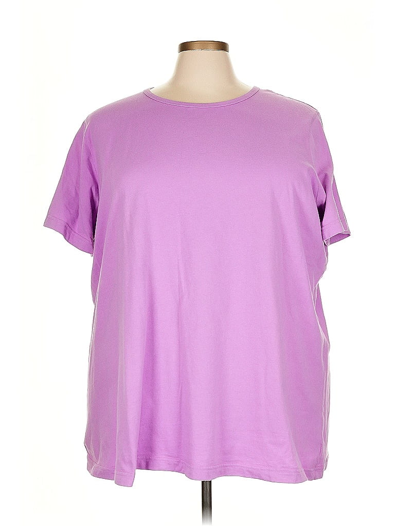 Woman Within 100% Cotton Purple Short Sleeve T-Shirt Size 3X - photo 1