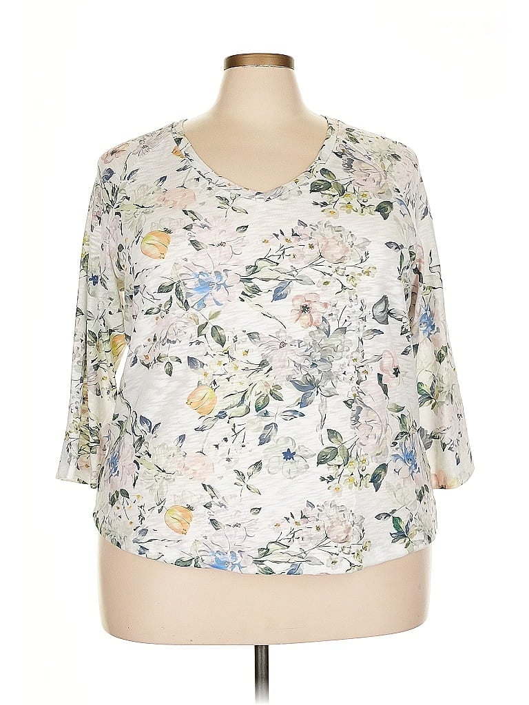 Pre-owned Tribal 3/4 Sleeve T-shirt In White