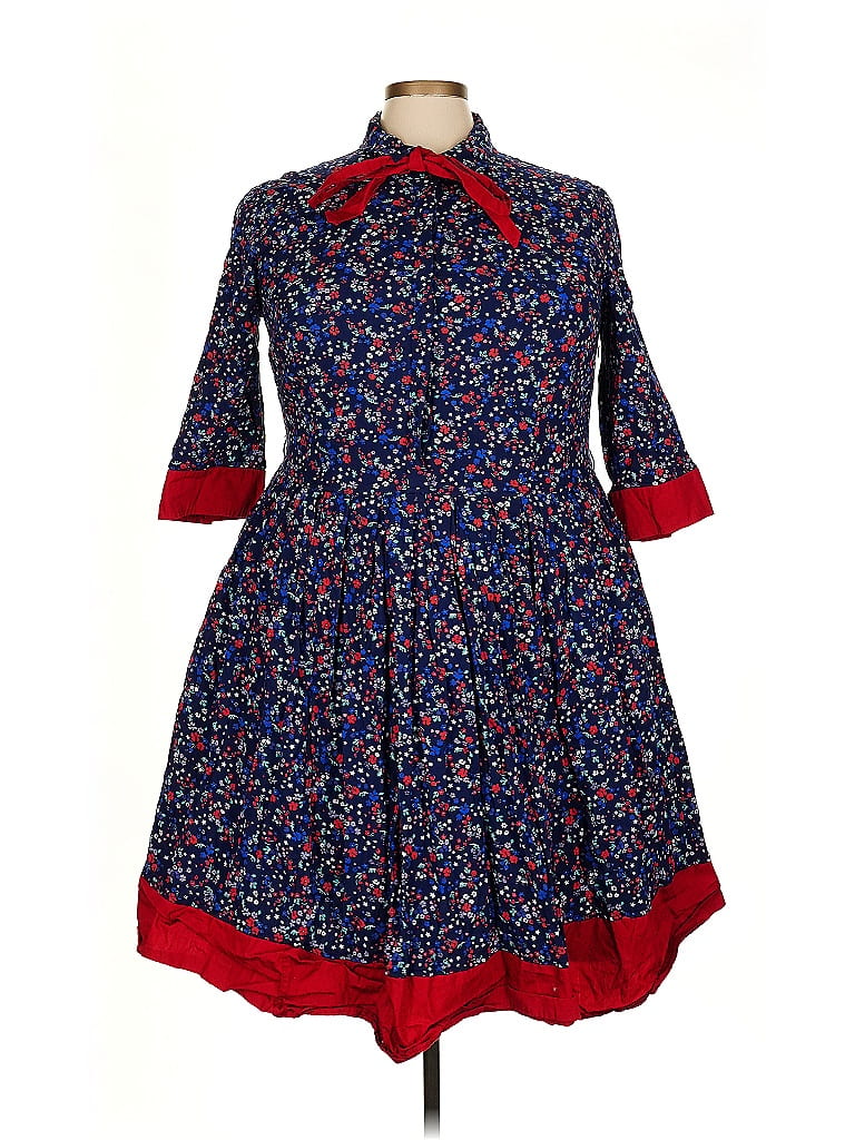 eShakti Blue Casual Dress Size 3X - photo 1
