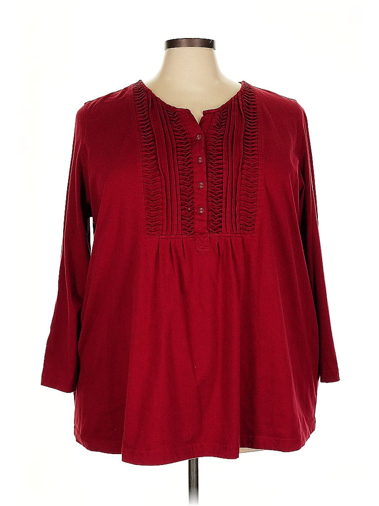 Woman Within Burgundy Red Long Sleeve Henley Size 3X - photo 1