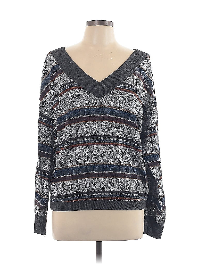 BKE Stripes Gray Pullover Sweater Size L - photo 1