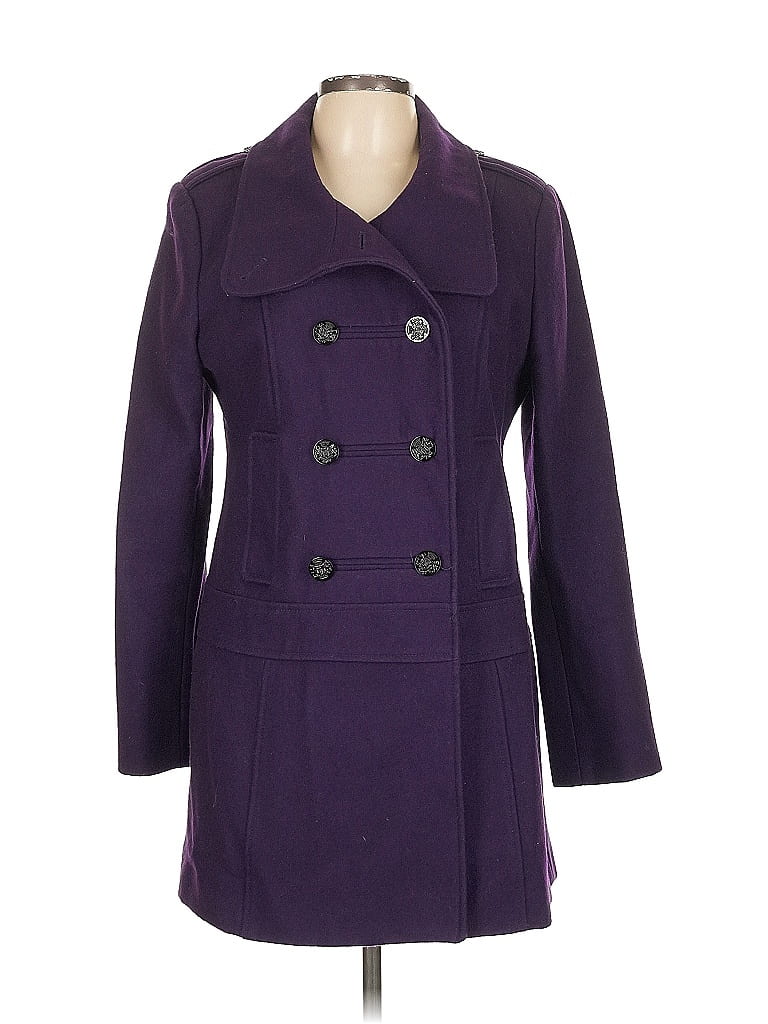 Guess Jeans Purple Wool Coat Size L - photo 1