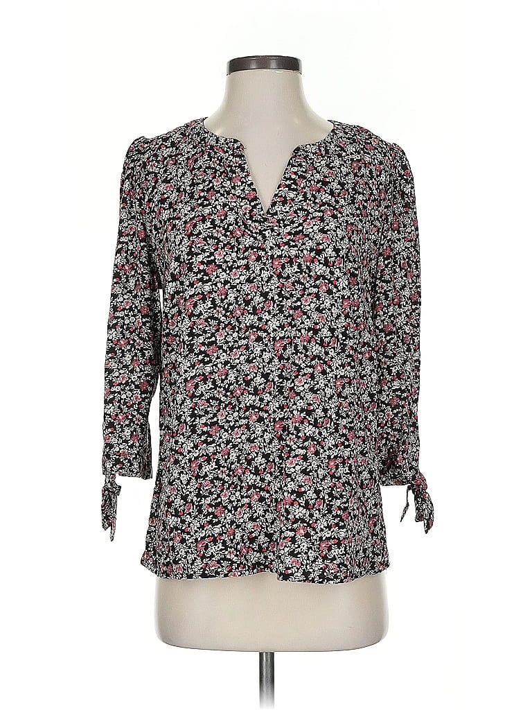 Pre-owned Cynthia Rowley Tjx 3/4 Sleeve Blouse In Black