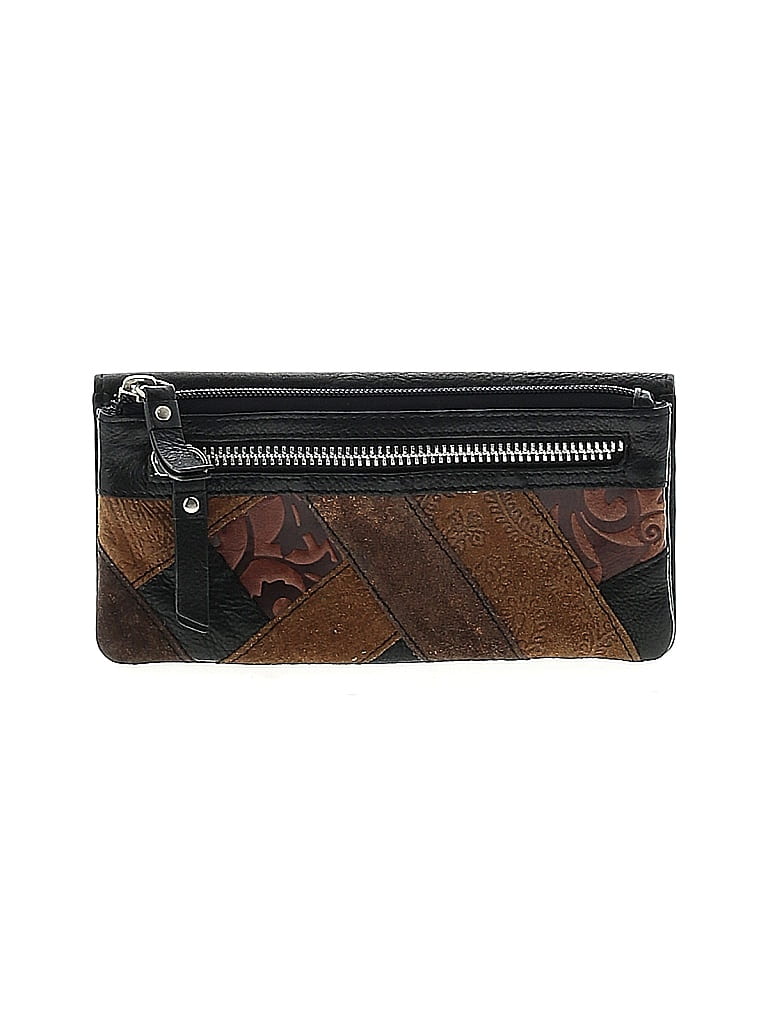 Fossil Brown Black Leather Wallet One size - photo 1