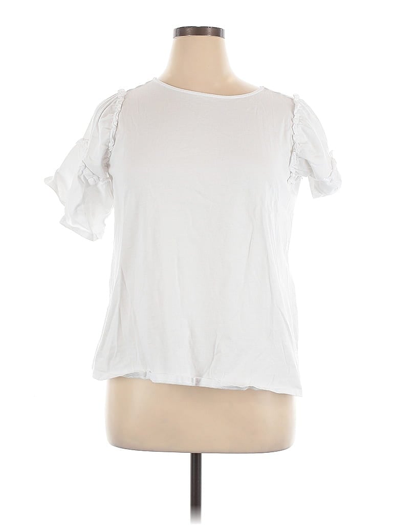 Ellos 100% Cotton White Short Sleeve Top Size 14 - photo 1