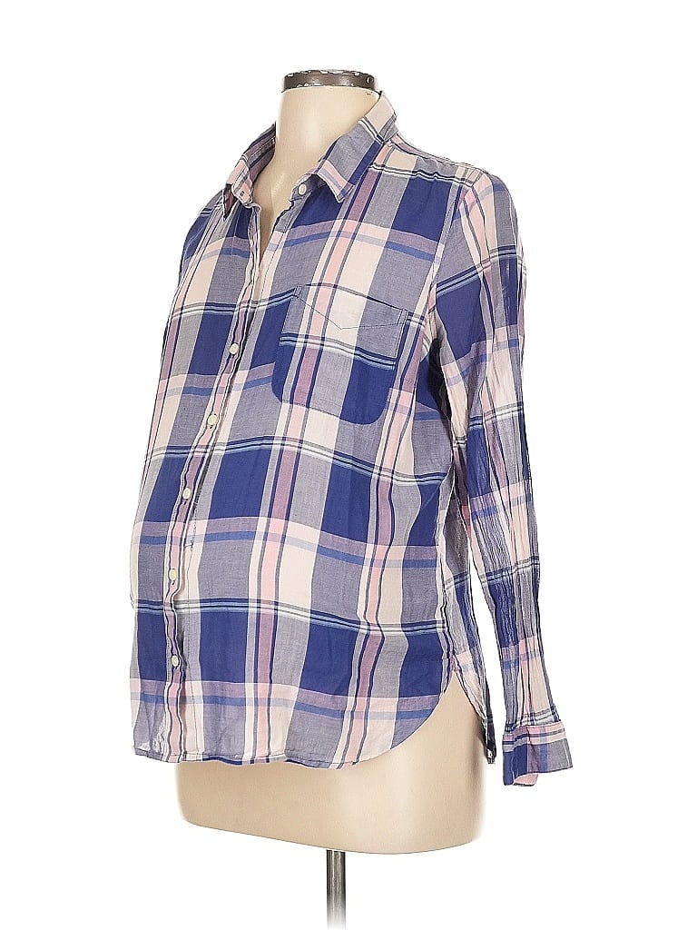 Pre-owned Old Navy 3/4 Sleeve Button Down Shirt In Blue