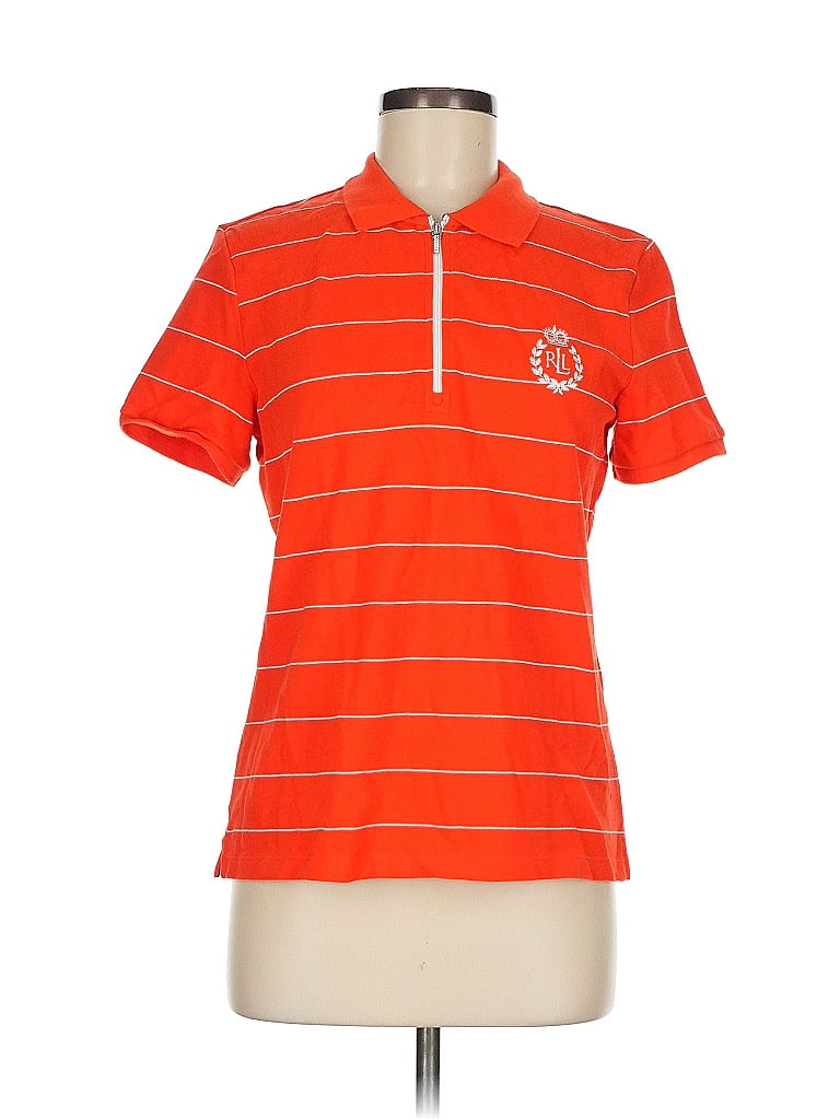 L-RL Lauren Active Ralph Lauren 100% Cotton Orange Short Sleeve Polo Size M - photo 1
