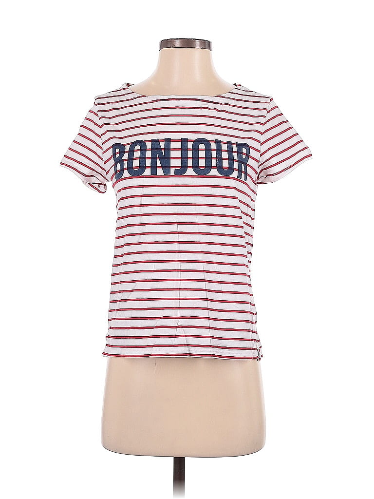 Cinq à Sept 100% Cotton Stripes Red Short Sleeve T-Shirt Size S - photo 1