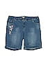 Woman Within Floral Blue Denim Shorts Size 22 - photo 1