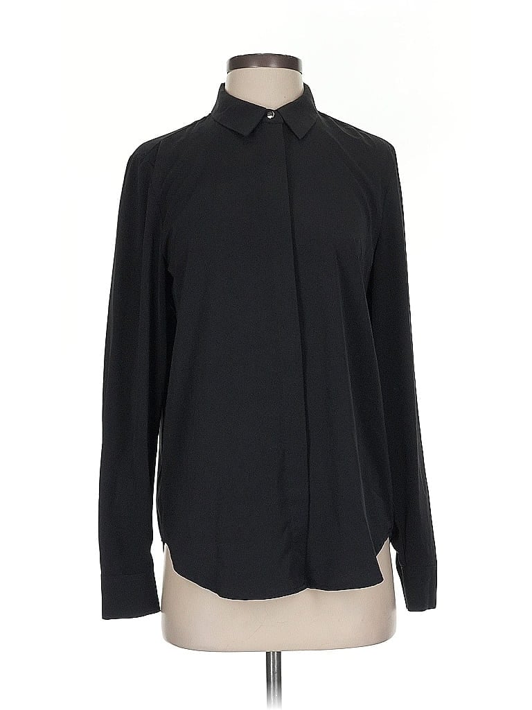 Pre-owned H&m Long Sleeve Blouse In Black