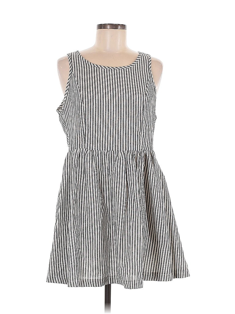 Pol Stripes Gray Casual Dress Size L - photo 1